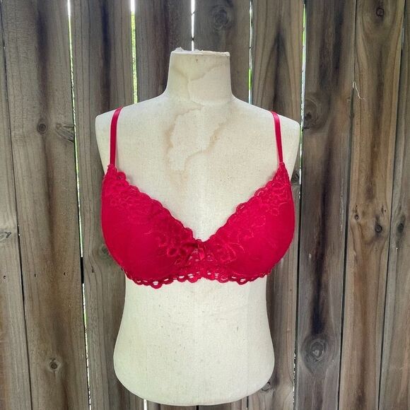 MARILYN MONROE Push Up BRA 38C Red Lace - Picture 1 of 5